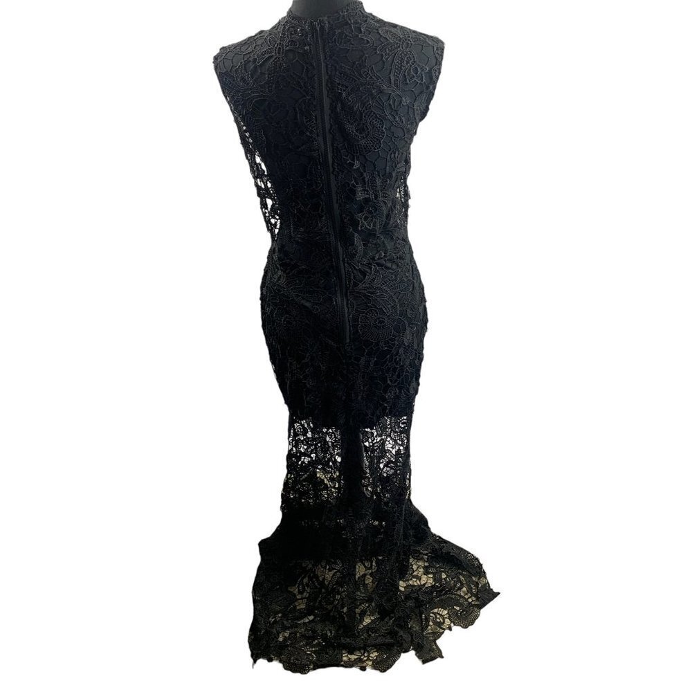 Women's Black Super Long Dress - Picture 2 of 6